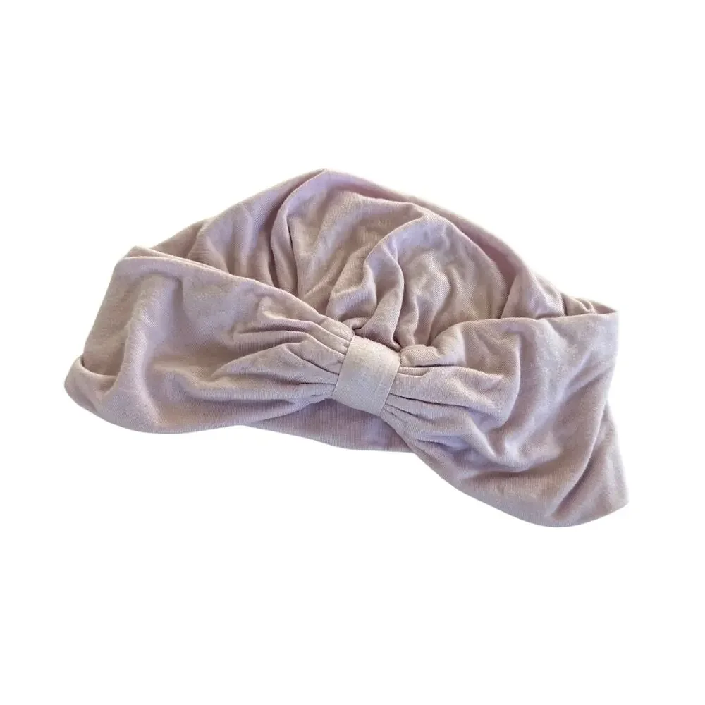 Kate Quinn Light Purple Knot Bow Front Beanie - Large